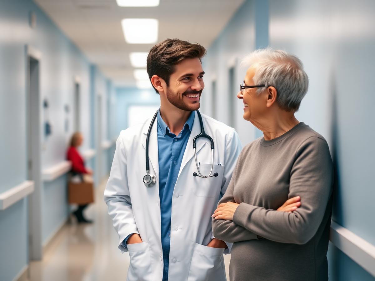 Doctor and patient in a bright modern clinic
